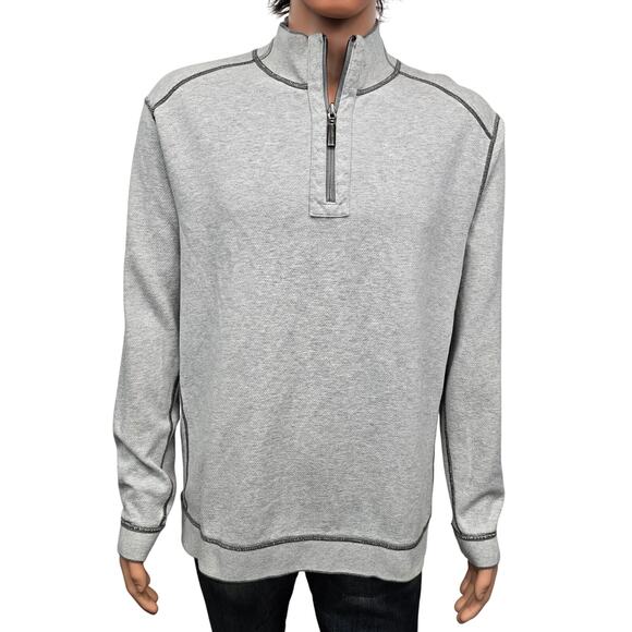 Tommy Bahama Reversible 1/2 Half Zip Sweatshirt Sweater Men XL Gray - Picture 3 of 12